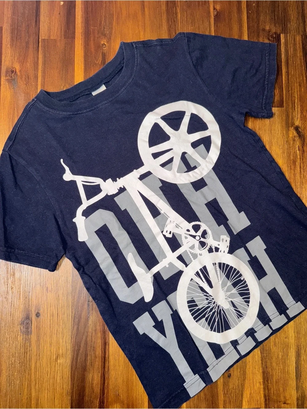 Gymboree Boys Size 7-8 Navy BMX Bike Graphic T-Shirt Size 7/8
